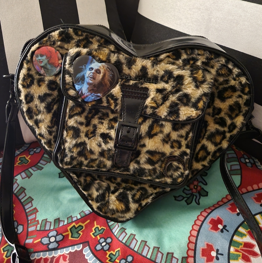 Dr Martens fuzzy leopard heart bag